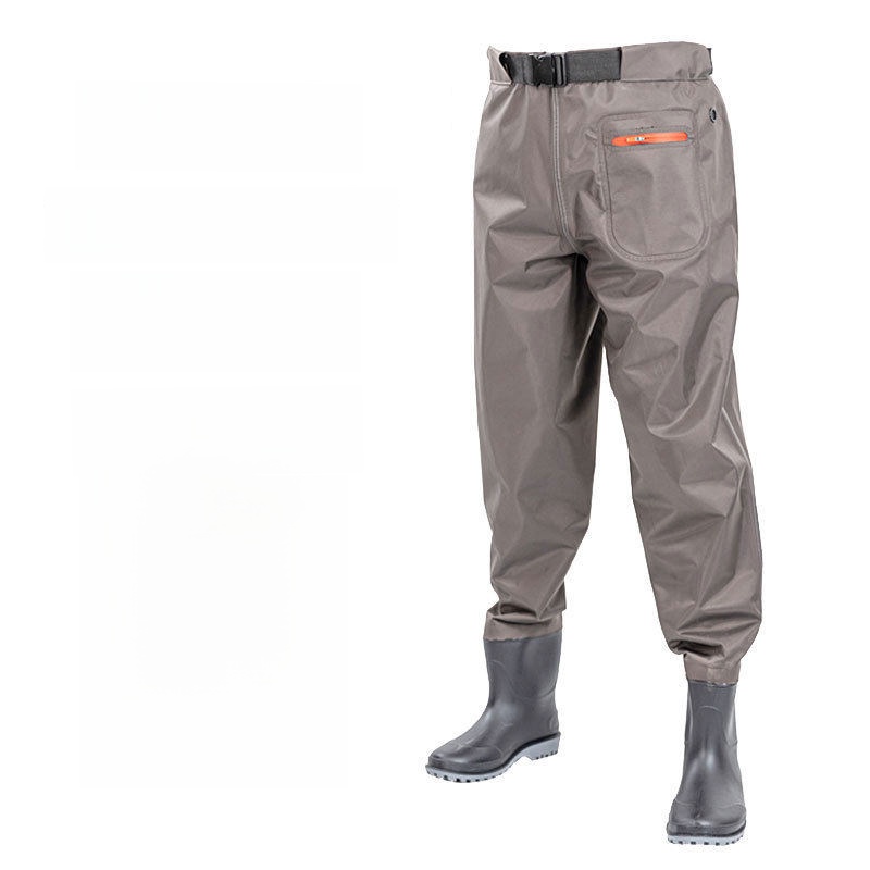Fishing Rain Suit - 厚手の腰丈オーバーオールレインパンツ（ブーツ付き）超軽量釣り用防水ハーフボディレインパンツ男女兼用