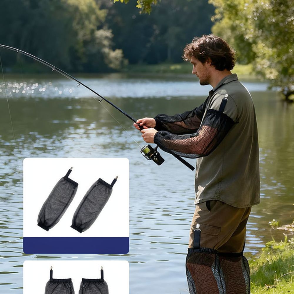 Fishing Gloves - 屋外用 メッシュ素材の蚊よけスーツ、フード付きジャケット、ズボン、手袋のセット。通気性に優れた保護具で、ハイキングや釣りに最適。