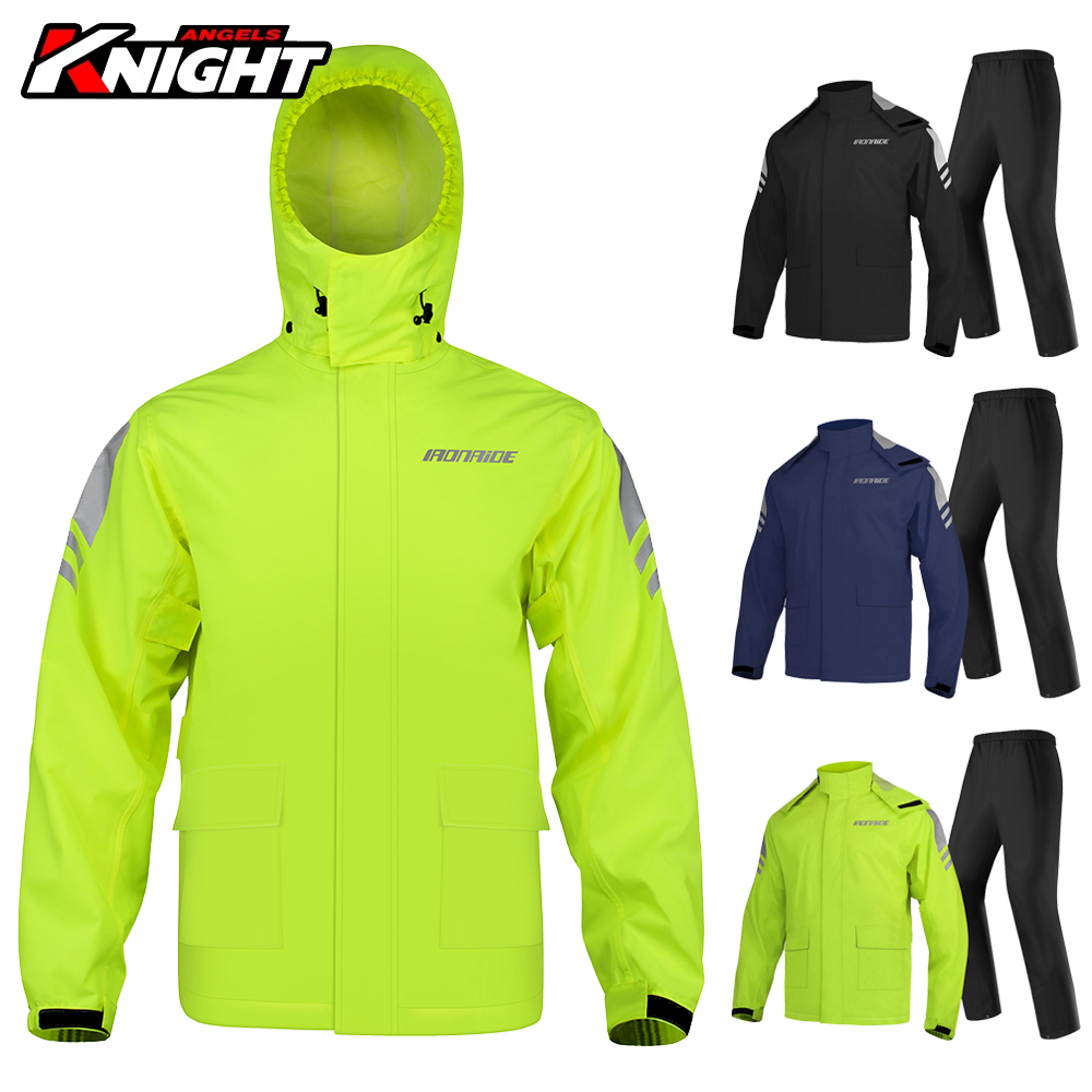Fishing Rain Suit - メンズオートバイレインコートスーツ反射材付き屋外ライディングレインコートバイク用分割防水ジャケット軽量折りたたみ式M-3XL