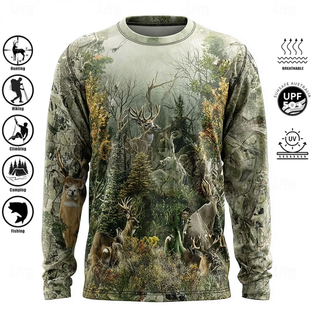 メンズ長袖Tシャツ、ポリエステル素材、3Dプリント迷彩柄、U - Fishing Shirt Uv Protection のレビューと価格