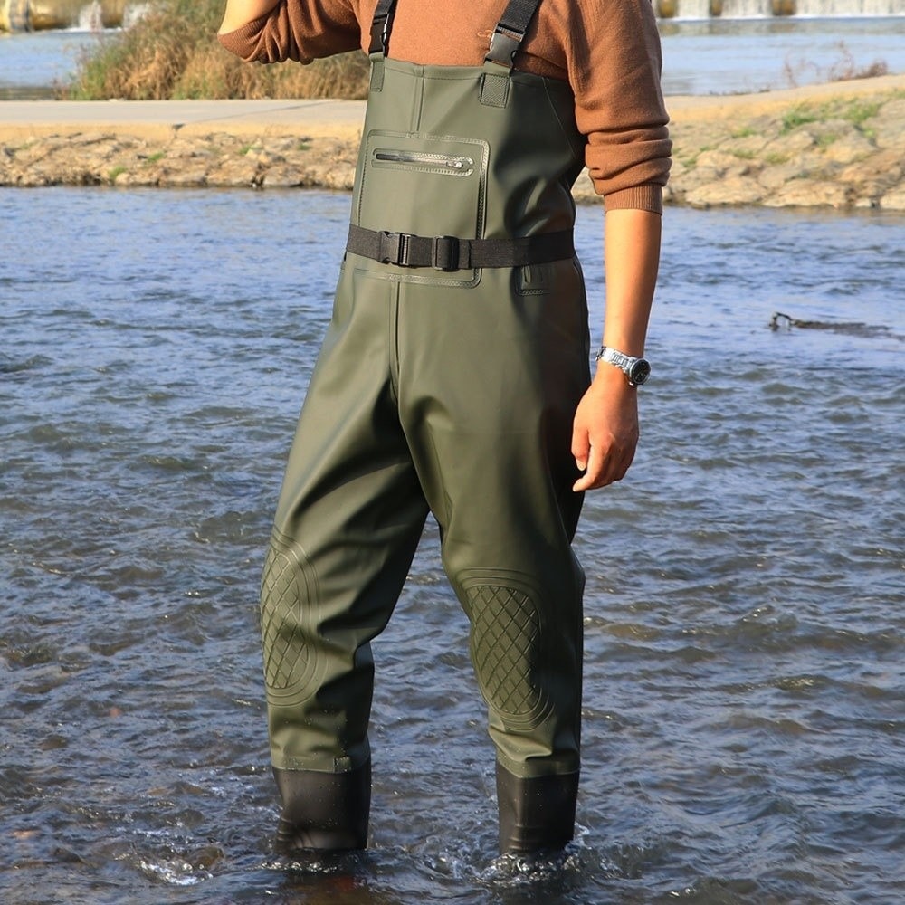 便利なPVC製釣り用スーツ。膝当てが2重になっており、厚みの - Fishing Pants Waterproof のレビューと価格