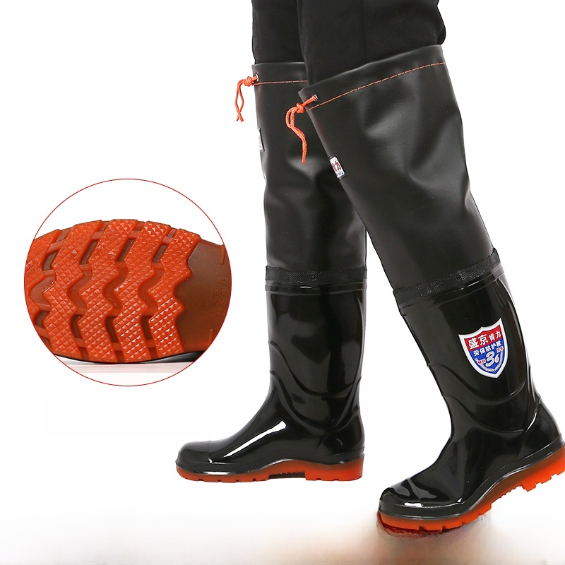 厚底オーバーニーレインブーツ メンズハイチューブウェーディン - Fishing Rain Suit のレビューと価格