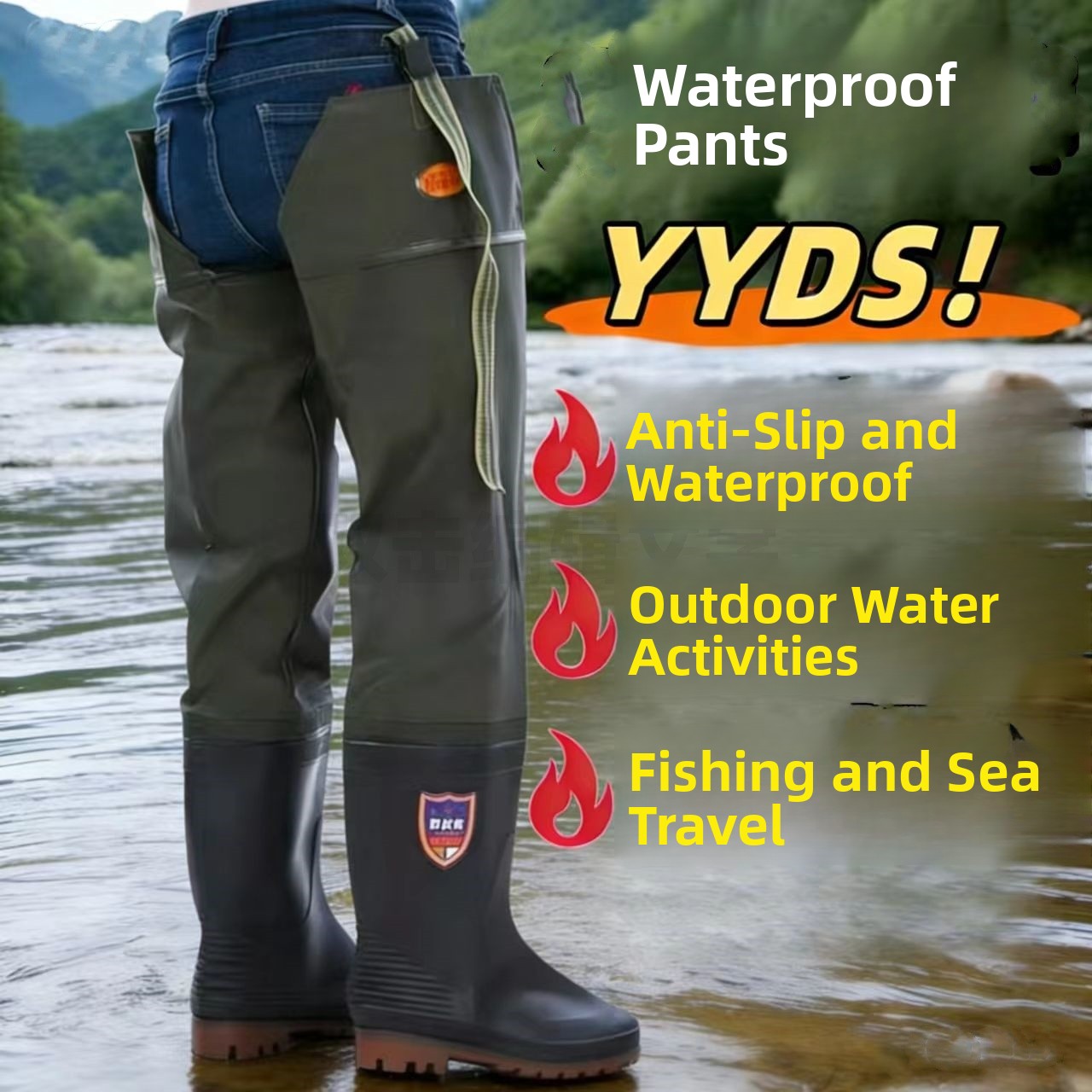 厚底オーバーニーレインブーツ メンズハイチューブウェーディン - Fishing Rain Suit のレビューと価格